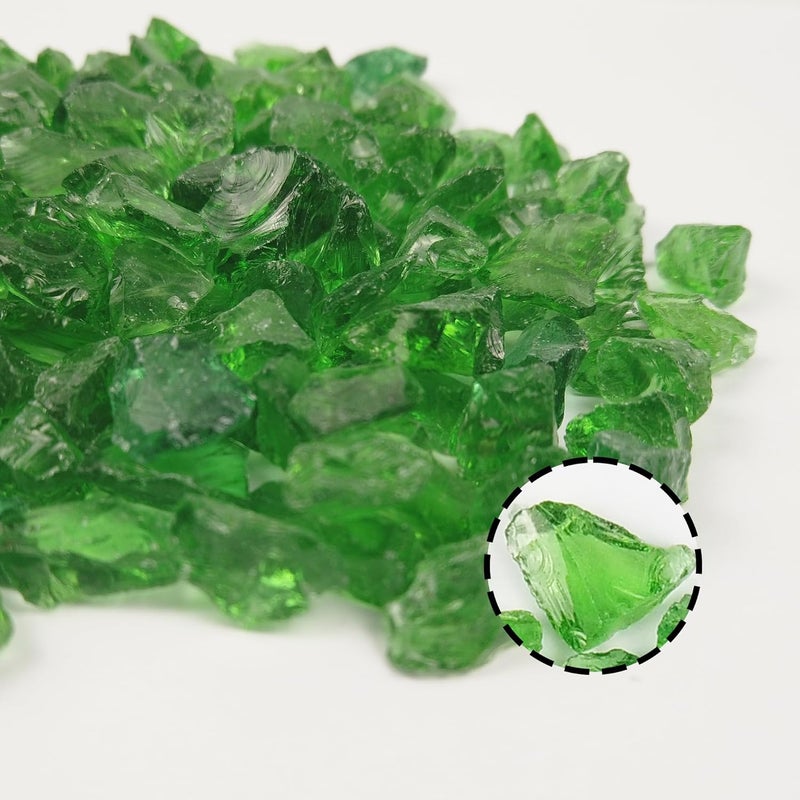 LUSTERING High Luster Crushed Glass Glitter, 6-9mm Fire Glass, Broken Glass, Glass Chips for Fire Pit Crafts DIY Epoxy Resin Art, Geode Painting, Vase Filler, Aquarium Garden Deco,330g (Light Green) - Image 3
